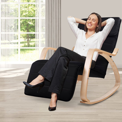 Artiss Rocking Armchair Footrest Nursing Black Afton.