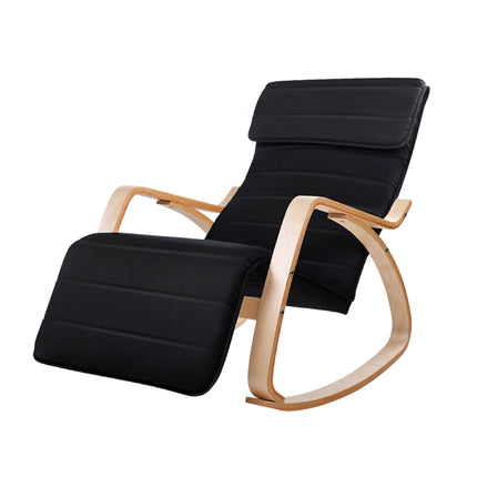 Artiss Rocking Armchair Footrest Nursing Black Afton.