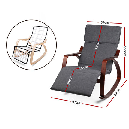 Artiss Rocking Armchair Footrest Nursing Charcoal Afton.