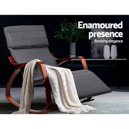 Artiss Rocking Armchair Footrest Nursing Charcoal Afton.