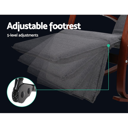Artiss Rocking Armchair Footrest Nursing Charcoal Afton.