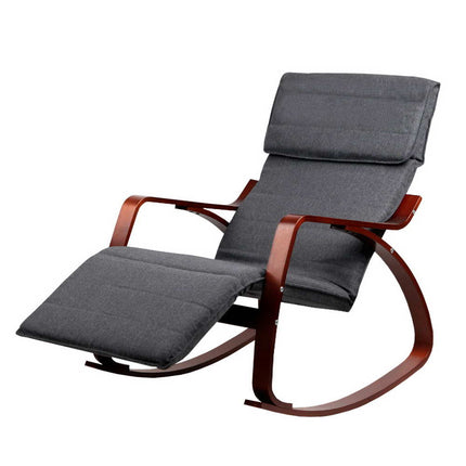 Artiss Rocking Armchair Footrest Nursing Charcoal Afton.