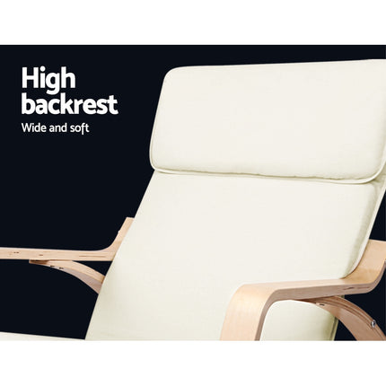 Artiss Rocking Armchair Footstool Bentwood Beige.