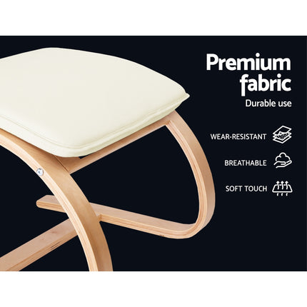 Artiss Rocking Armchair Footstool Bentwood Beige.