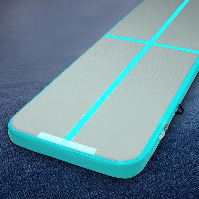 Everfit 3m x 1m Air Track Mat Gymnastic Tumbling Mint Green and Grey.
