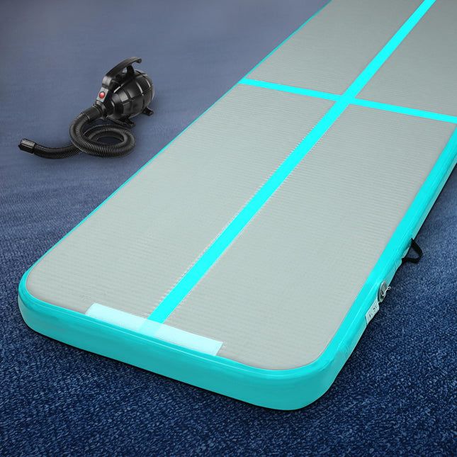 Everfit GoFun 3X1M Inflatable Air Track Mat with Pump Tumbling Gymnastics Green.