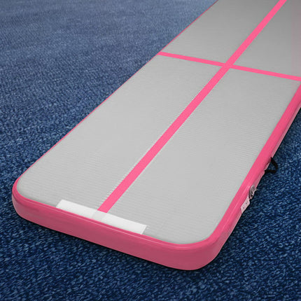 Everfit 3m x 1m Air Track Mat Gymnastic Tumbling Pink and Grey.