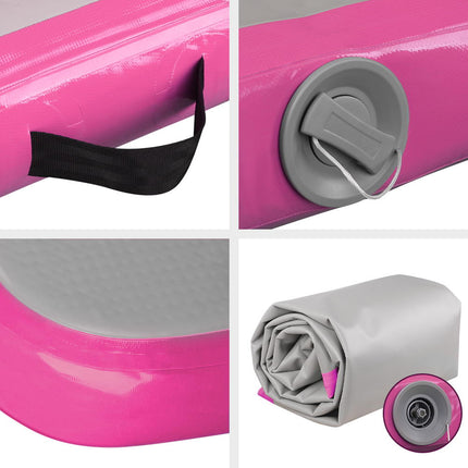 Everfit 3m x 1m Air Track Mat Gymnastic Tumbling Pink and Grey.