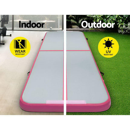Everfit 3m x 1m Air Track Mat Gymnastic Tumbling Pink and Grey.