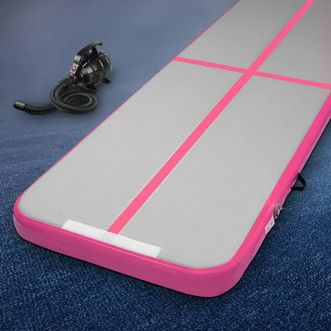 Everfit GoFun 3X1M Inflatable Air Track Mat with Pump Tumbling Gymnastics Pink.