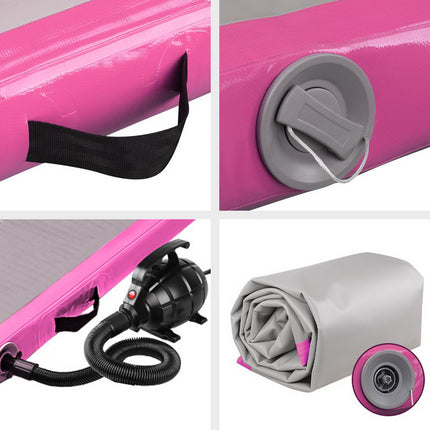 Everfit GoFun 3X1M Inflatable Air Track Mat with Pump Tumbling Gymnastics Pink.