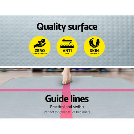 Everfit GoFun 3X1M Inflatable Air Track Mat with Pump Tumbling Gymnastics Pink.