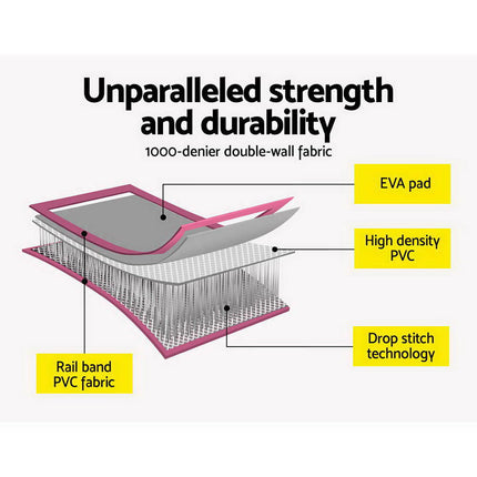 Everfit GoFun 3X1M Inflatable Air Track Mat with Pump Tumbling Gymnastics Pink.