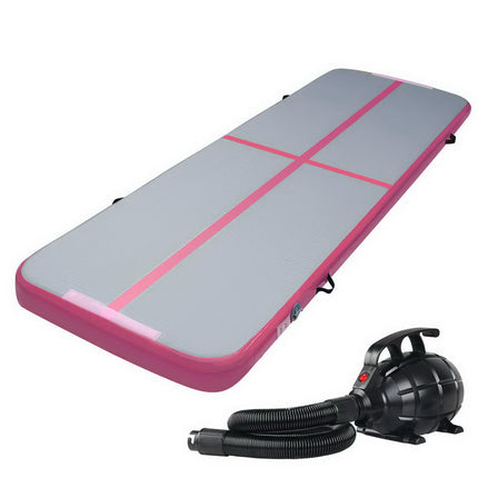 Everfit GoFun 3X1M Inflatable Air Track Mat with Pump Tumbling Gymnastics Pink.