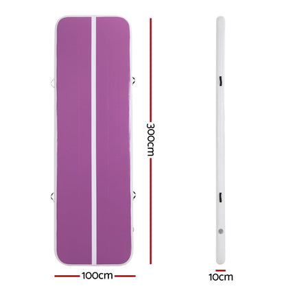 Everfit 3M Air Track Gymnastics Tumbling Exercise Cheerleading Mat Inflatable Purple.