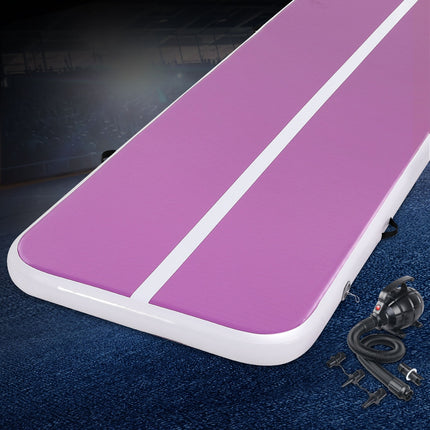 Everfit 3M Air Track Gymnastics Tumbling Exercise Yoga Mat W/ Pump Inflatable Purple.