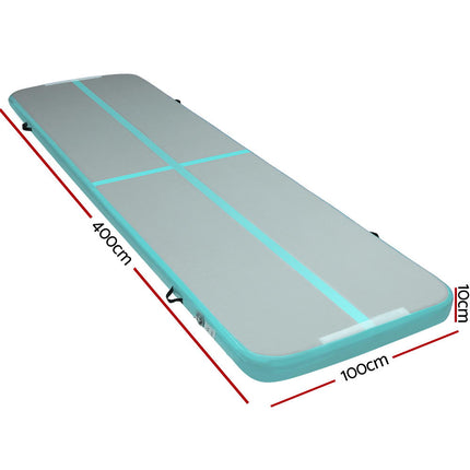 Everfit GoFun 4X1M Inflatable Air Track Mat Tumbling Floor Home Gymnastics Green.