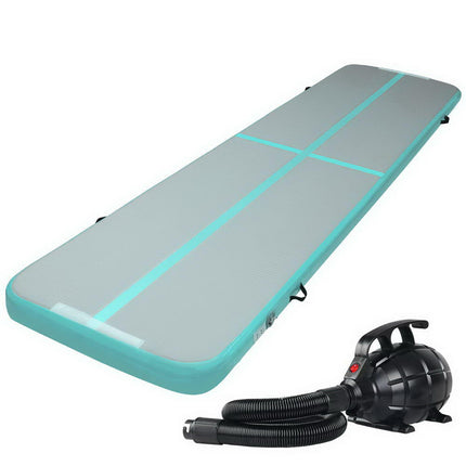 Everfit GoFun 4X1M Inflatable Air Track Mat with Pump Tumbling Gymnastics Green.