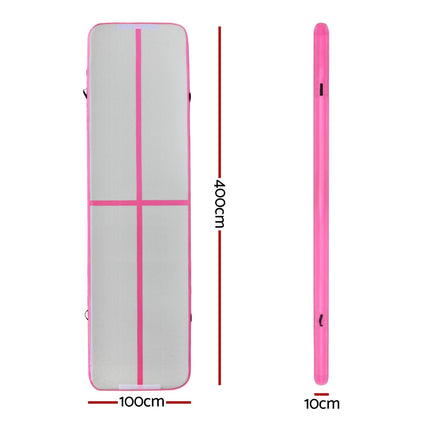 Everfit 4M Air Track Gymnastics Tumbling Exercise Cheerleading Mat Inflatable Pink.