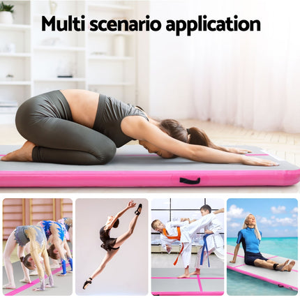Everfit 4M Air Track Gymnastics Tumbling Exercise Cheerleading Mat Inflatable Pink.