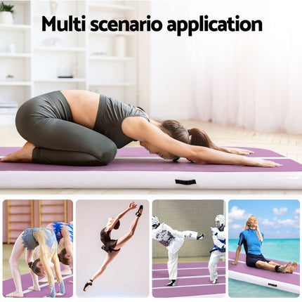 Everfit 4M Air Track Gymnastics Tumbling Exercise Cheerleading Mat Inflatable Purple.