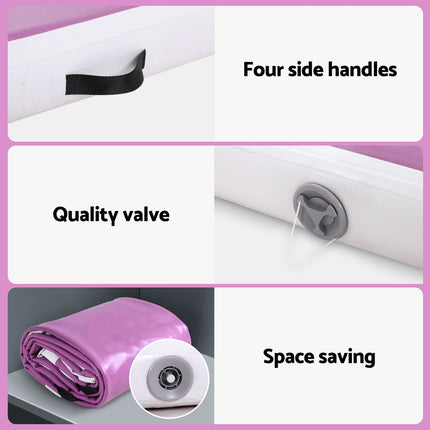 Everfit 4M Air Track Gymnastics Tumbling Exercise Yoga Mat W/ Pump Inflatable Purple.