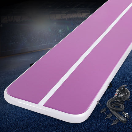 Everfit 4M Air Track Gymnastics Tumbling Exercise Yoga Mat W/ Pump Inflatable Purple.