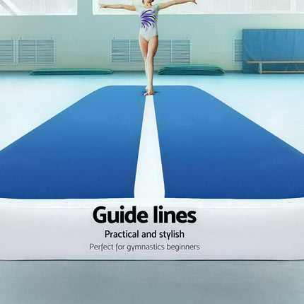 Everfit 4X1M Inflatable Air Track Mat 20CM Thick with Pump Tumbling Gymnastics Blue.