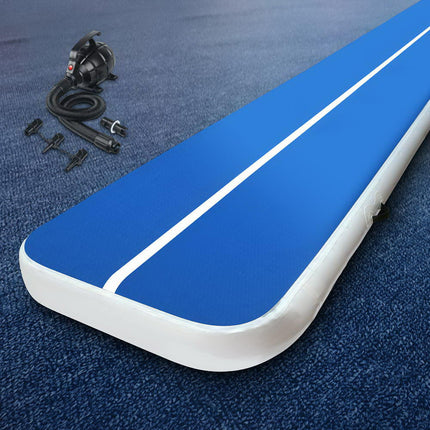 Everfit 4X1M Inflatable Air Track Mat 20CM Thick with Pump Tumbling Gymnastics Blue.