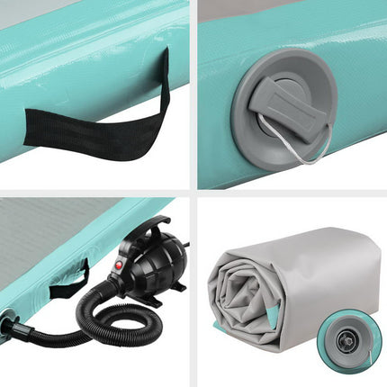 Everfit GoFun 5X1M Inflatable Air Track Mat with Pump Tumbling Gymnastics Green.