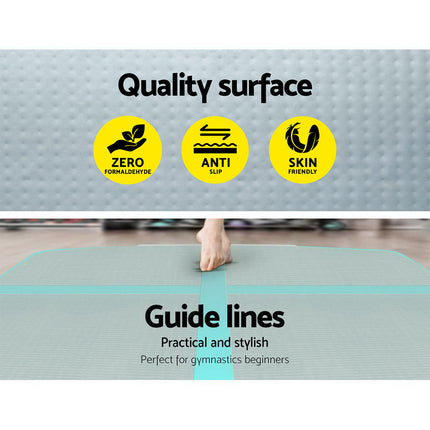 Everfit GoFun 5X1M Inflatable Air Track Mat with Pump Tumbling Gymnastics Green.