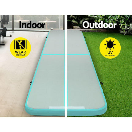 Everfit GoFun 5X1M Inflatable Air Track Mat with Pump Tumbling Gymnastics Green.