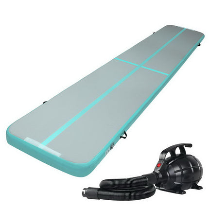 Everfit GoFun 5X1M Inflatable Air Track Mat with Pump Tumbling Gymnastics Green.