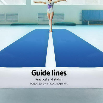 Everfit 6X1M Inflatable Air Track Mat 20CM Thick with Pump Tumbling Gymnastics Blue.