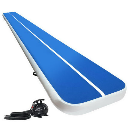 Everfit 6X1M Inflatable Air Track Mat 20CM Thick with Pump Tumbling Gymnastics Blue.