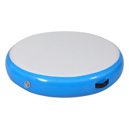 Everfit 1m Air Track Spot Inflatable Gymnastics Tumbling Mat Round W/ Pump Blue.
