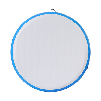 Everfit 1m Air Track Spot Inflatable Gymnastics Tumbling Mat Round W/ Pump Blue.