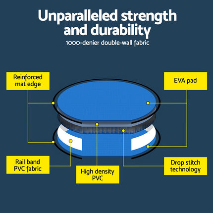 Everfit 1m Air Track Spot Inflatable Gymnastics Tumbling Mat Round W/ Pump Blue.