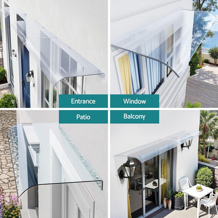 Instahut Window Door Awning 0.4mx1m Transparent.