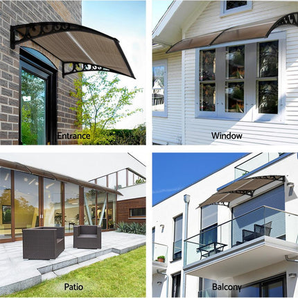 Instahut Window Door Awning 0.8mx1m Brown.
