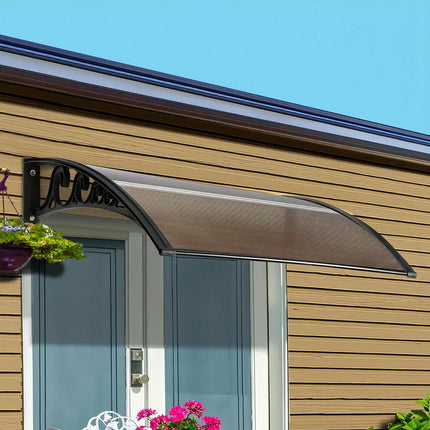 Instahut Window Door Awning 0.8mx1m Brown.