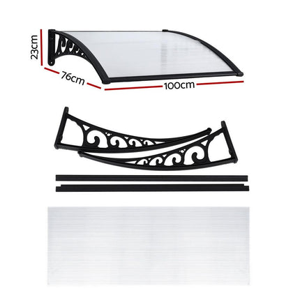 Instahut Window Door Awning 0.8mx1m Transparent.