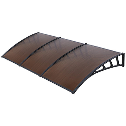 Instahut Window Door Awning Canopy 1.5mx3m Brown Sheet Black Plastic Frame.