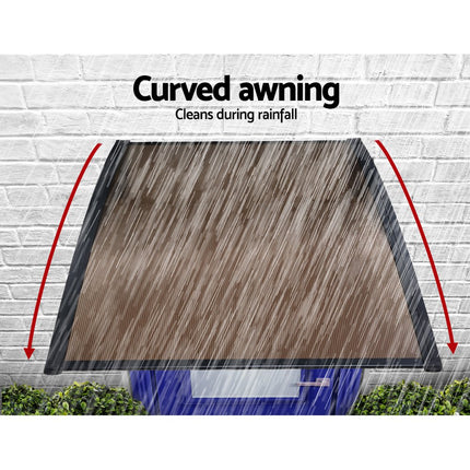 Instahut Window Door Awning Canopy 1.5mx3m Brown Sheet Black Plastic Frame.