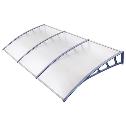 Instahut Window Door Awning Canopy 1.5mx3m Transparent Sheet Grey Plastic Frame.