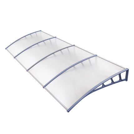 Instahut Window Door Awning Canopy 1.5mx4m Transparent Sheet Grey Plastic Frame.