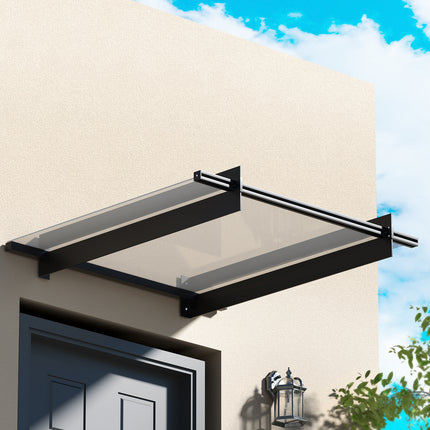 Instahut Window Door Awning Canopy 1mx1m Flat Transparent Sheet Metal Frame.