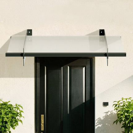 Instahut Window Door Awning Canopy 1mx1m Flat Transparent Sheet Metal Frame.