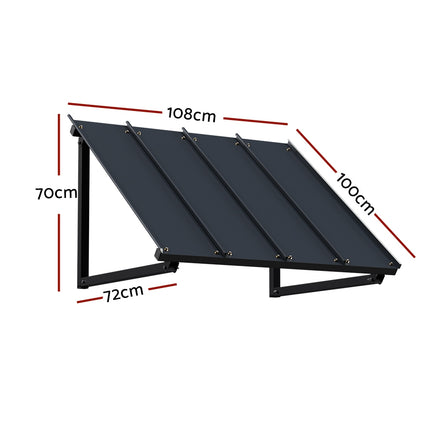 Instahut Window Door Awning Canopy 1mx1.2m Black Metal Frame.