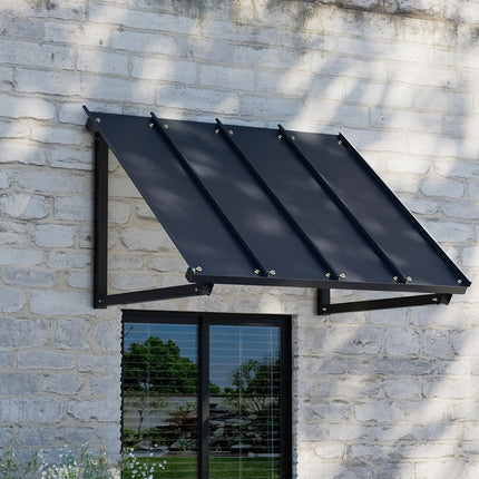 Instahut Window Door Awning Canopy 1mx1.2m Black Metal Frame.